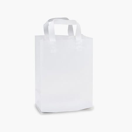 Nashville Wraps Clear Frosted Plastic Gift Bags, Carrier 9x5x12, 3 mil, 25PK 25CRFRP