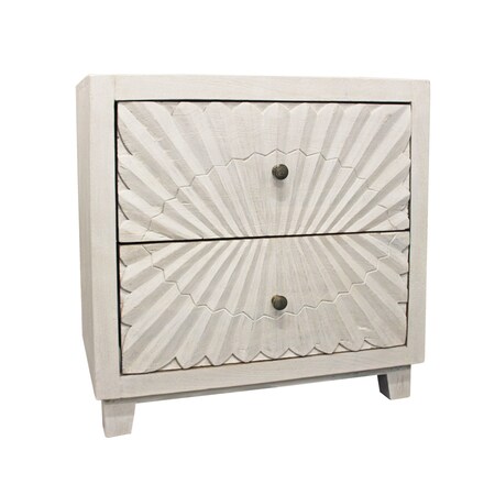 Homeroots 30" Ivory Two Drawer Nightstand 488773