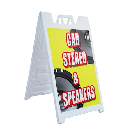 Signmission Car Stereo & Speakers, A-Frame & 2 Decals Installed, Heavy-Duty Plastic Frame SBHD-D-2436-Car Stereo & Speakers