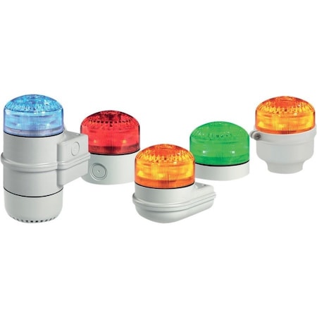 Federal Signal Beacon Warning Sounder Light, Green, 3 29/32 in Lens Dia., 2 7/16 in Height, Polycarbonate Lens SLM500G