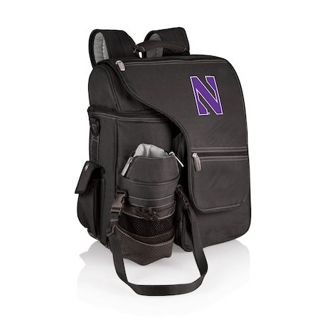 Picnic Time Family Of Brands NCAA Northwestern Wildcats Turismo Backpack Cooler with Water Bottle CarrierBlack 641-00-175-434-0