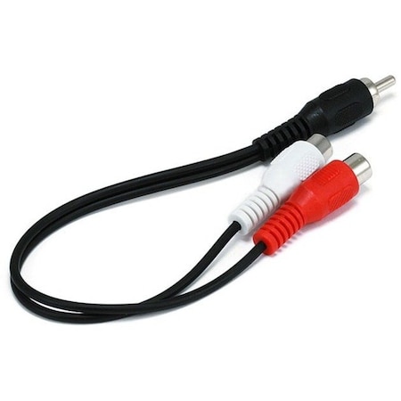 Monoprice 6inch RCA Plug/2 RCA Jack cable - Black 663