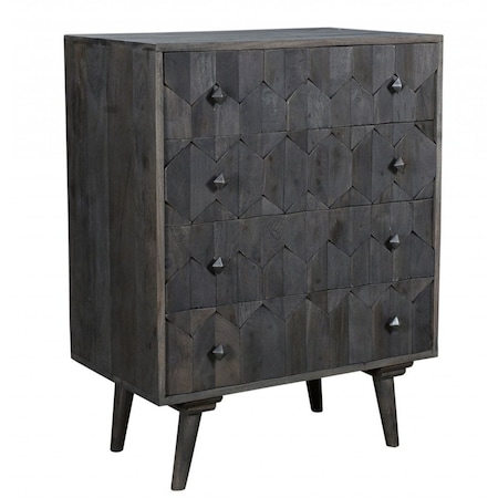 Homeroots 27" Dark Gray Solid Wood Four Drawer Dresser 489201