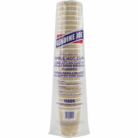 Genuine Joe 8 oz Ripple Hot Cups - Brown, 125PK GJO11255BD