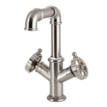 Kingston Brass Two-Handle Single-Hole Bathroom Faucet with Push Pop-Up Drain, Brushed Nickel LS6308CG