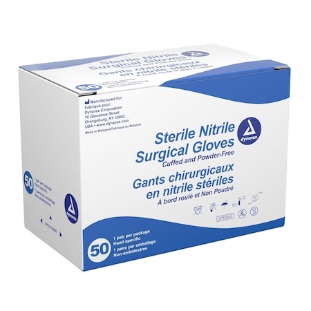 Dynarex Nitrile Sterile Surgical Glovess, Size 8.5, 200PK 6538