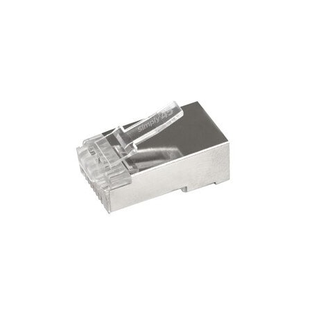 Cable Wholesale Simply45 Shielded Cat5e Pass Through RJ45 Crimp Connectors, Solid 24AWG/Stranded 28-26AWG, Jar 50 S45-1550