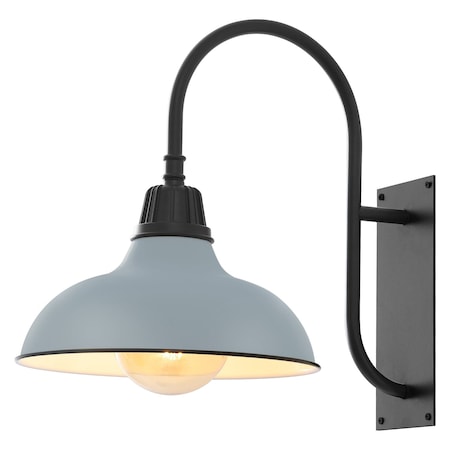 Jonathan Y Stanley 12.25" 1-Light Farmhouse Industrial Iron LED Gooseneck Arm Outdoor Sconce, Matte Silver Blue JYL7614K