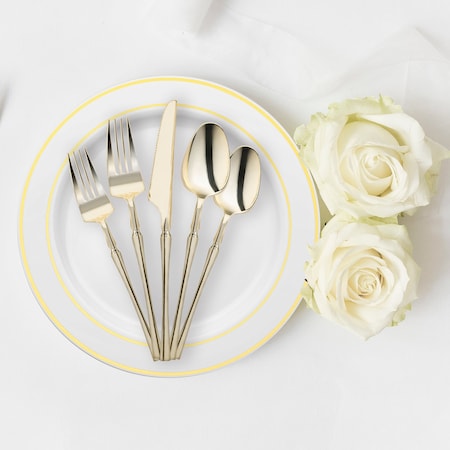 Smarty Had A Party Shiny Gold Moderno Disposable Plastic Dinner Knives, 240PK 9340G-KN-CASE