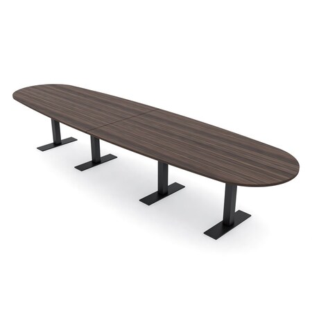 Skutchi Designs 14ft Conference Table With Power Unit | 14 Person Modular Boval Meeting Table | Harmony Series HAR-BOVL-48X168-T.BK-H3041-NA