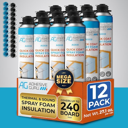 Adhesive Guru Insulation Spray Foam, Light blue, 12 PK adgr_AG930_InsFoam_12pk