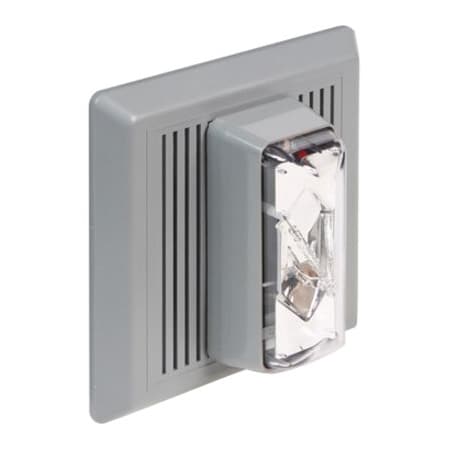 Edwards Signaling Horn Strobe, Horn, Continuous, 24 V AC, 24V DC, 90 dB, Thermoplastic, Gray Housing, Red Lens 869STRR-AQ