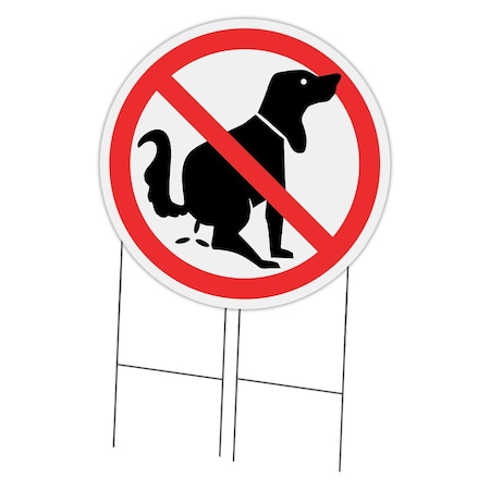 Signmission Corrugated Plastic Sign With Stakes 36in Circular-No Dog Poo C-36-CIR-WS-No dog poo