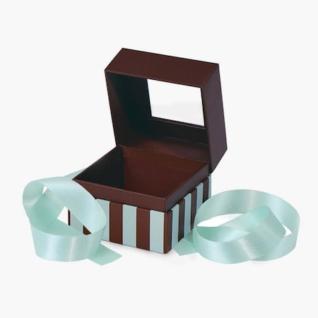 Nashville Wraps Aqua & Chocolate Stripe Window Box, Petite 3.75x3.75x3, 18PK BFB1AC