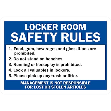 Lyle Locker Room Safety Rules, 10x7, Non-Reflective, White G-1889-PL_10x7