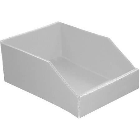 Zoro Select Hopper Bin, 0.25 cu ft, White, Corrugated Plastic 5736 WHITE