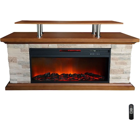 Lifesm 60-in. Faux Stone Media Fireplace Heater with Remote Control ZCFP1032US