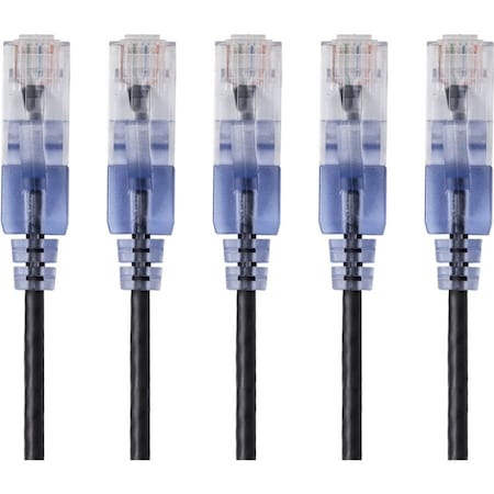Monoprice Slim Cat6A Patch Cable, 5, Pack, 10 ft., Blk 15141