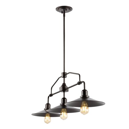 Jonathan Y Cade 38.5 in. 3-Light Industrial Farmhouse Iron Linear LED Pendant, Oil Rubbed Bronze/Clear JYL7593A