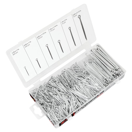 Performance Tool 1000 pc. Cotter Pin Assortment, 6 Sizes, Re-sealable Case W5204