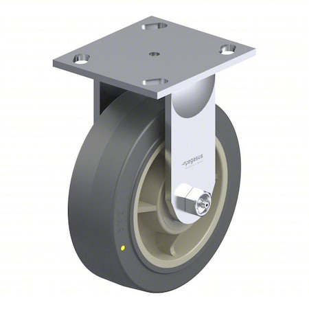 Blickle Plate Caster, Rigid, Rubber, 7 1/4"H P21R-PRP060R-14-H7-EL