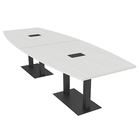 Skutchi Designs Boat Conference Table With Power, 48 in W, 144 in L, White HAR-BOT-48x144-DOU.BK-WA7976-EBLK