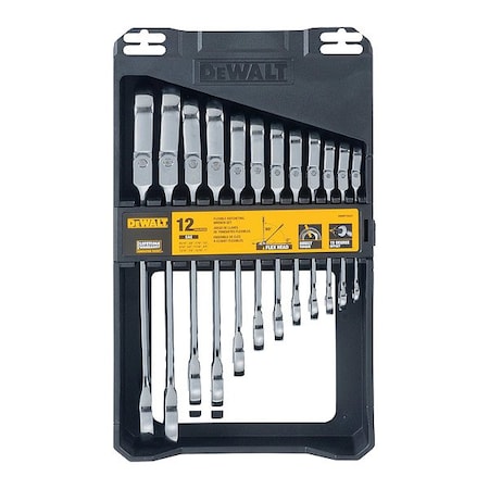 Dewalt Wrench Set, Ratchet Flex, SAE, 12-Piece DWMT19231