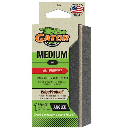 Gator Finishing EdgeProtect Dual-Angle Sanding Sponge, Medium 4637GA