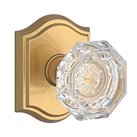 Baldwin Full Dummy Crystal Knob and Traditional Arch Rose Lifetime Satin Brass Finish FDCRYTAR044