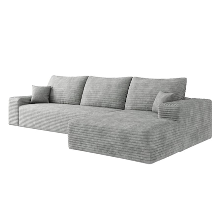 Homeroots 107" Gray Corduroy Modular Compression Foam Sofa With Toss Pillows 712961