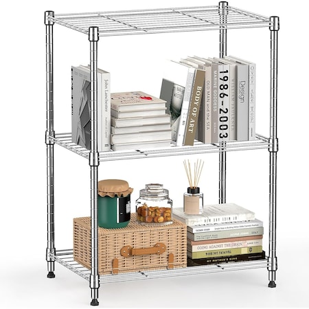 Factory 2U Wire Shelving Unit, 12inD x 18inW x 26inH, 3 Shelves, Light Duty 133 lbs Per Shelf, Chrome 803962