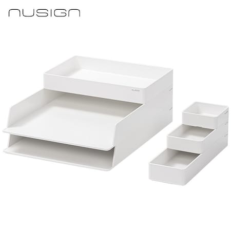 Deli NUSIGN Modular Desk Organizer Set, Rounded Corners, White ENS001