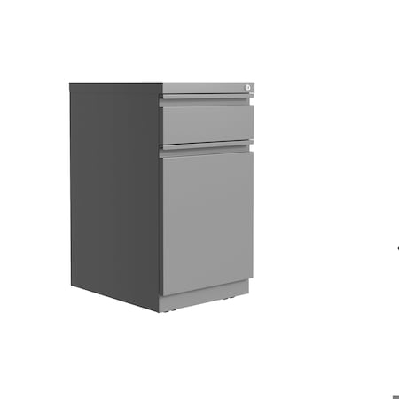 Hirsh 20 in. Deep Mobile File Cabinet 2 Drawer with XL Backpack Drawer, Letter Width, Arctic Silver 25034