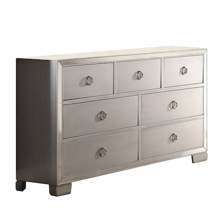 Homeroots 57" Platinum Solid and Manufactured Wood Seven Drawer Triple Dresser 486000
