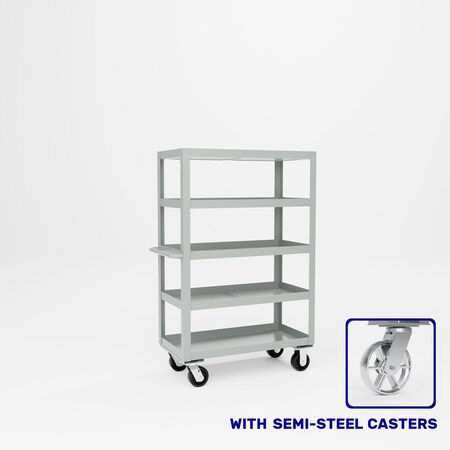 Pucel Expanded Metal Stock Cart, Five Shelf, 36 in W x 18 in D x 56 1/4 in H, Gray X-1836-S