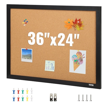 Vevor Cork Board Bulletin Board 36" x 24" with MDF Sticker Frame Wall Mounted MP-2436