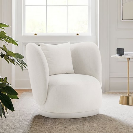 Manhattan Comfort Contemporary Siri Linen Accent Chair with Pillows in Cream AC057-CR