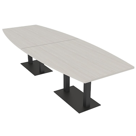 Skutchi Designs Boat Conference Table With Power Unit, 48 in W, 120 in L, Ivory HAR-BOT-48x120-DOU.BK-K458-NA