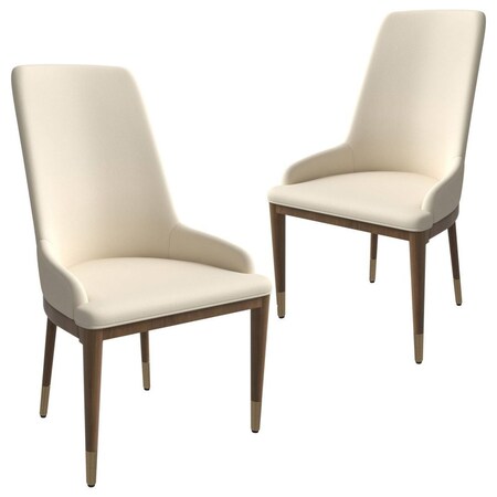 Leisuremod Viva Collection Modern Wooden Dining Chair in Light Taupe, 2PK VC24LTP2