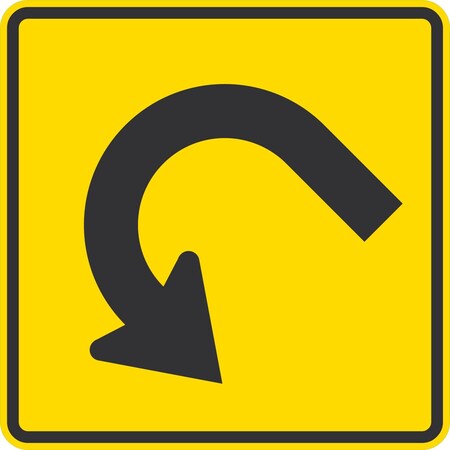 Lyle W1-11L, Left Hairpin Curve Symbol, 36x36, High Intensity Prismatic, Yellow G-16385-HI_36x36
