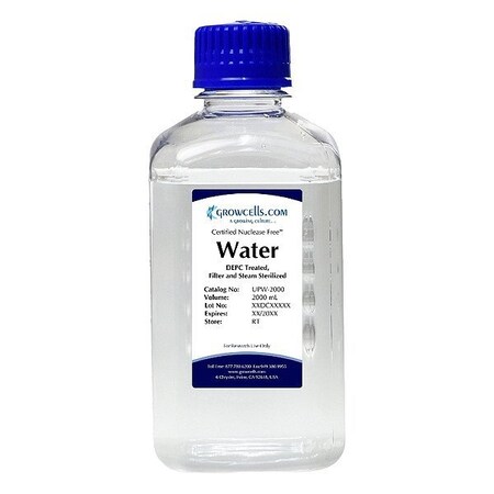 Growcells Nuclease Free Water, Clear, Bottle, 2 L UPW-2000