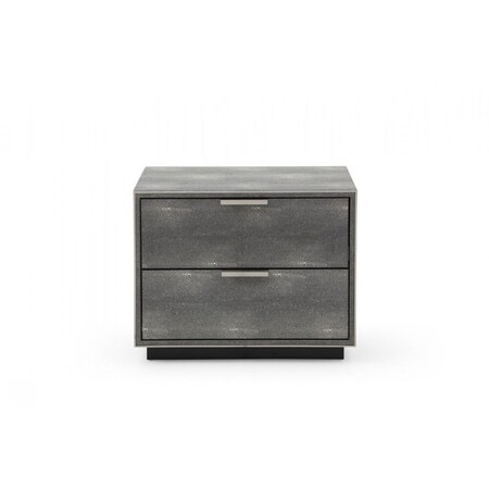 Homeroots 19" Gray Shagreen Two Drawer Nightstand 491585