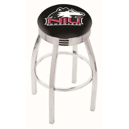 Holland Bar Stool Co 30" Chrome Northern Illinois Swivel Bar Stool, Accent Ring L8C3C30NorIll
