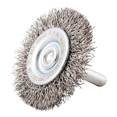 Norton Co Wheel Brush: 2 in Wheel Dia, 3/8 in Face Width, Crimped 66252839030