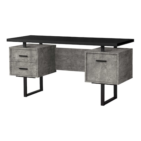 Homeroots 60" Black Wood and Metal Sled Computer Desk With Three Drawers 490006