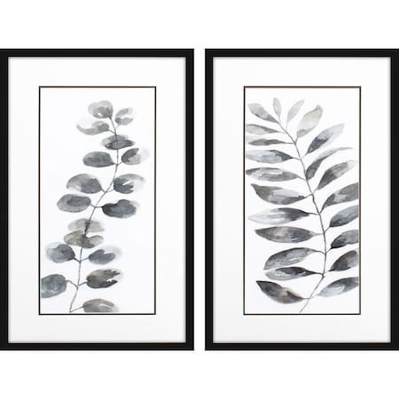 Set Of Two Nature Leaf Black Framed Wall Art, 2PK