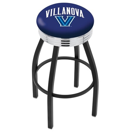 Holland Bar Stool Co 30" Blk Wrinkle Villanova Swivel Bar Stool, Chrome Ring L8B3C30Vilnva