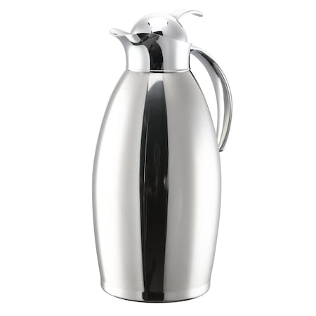 Service Ideas Nicollet Series 1.5-Liter Stainless Vacuum Insulated Carafe, Push Button Lid in Polished Stainless NIC15PSPB
