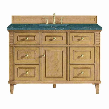 James Martin Vanities Lorelai 48'' S Vanity, Light Natural Oak w/ Parisien Bleu Silestone Top w/FreePower Wireless Charger 424-V48-LNO-FPBL