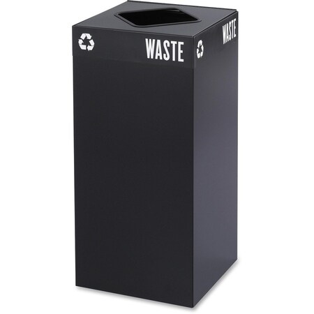 Safco 31 gal Square Recycling Bin, Open Top, Black, Steel, 1 Openings 2982BL